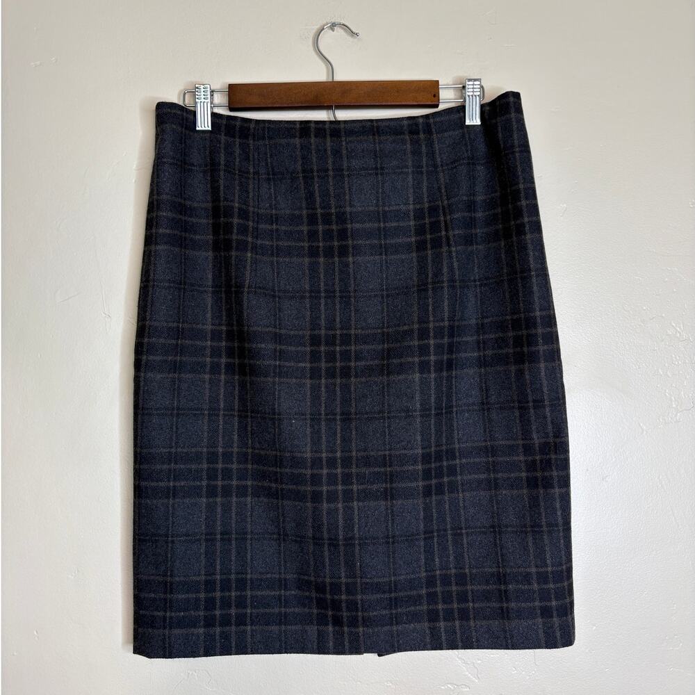 Kenar Plaid Wool Pencil Skirt size 8